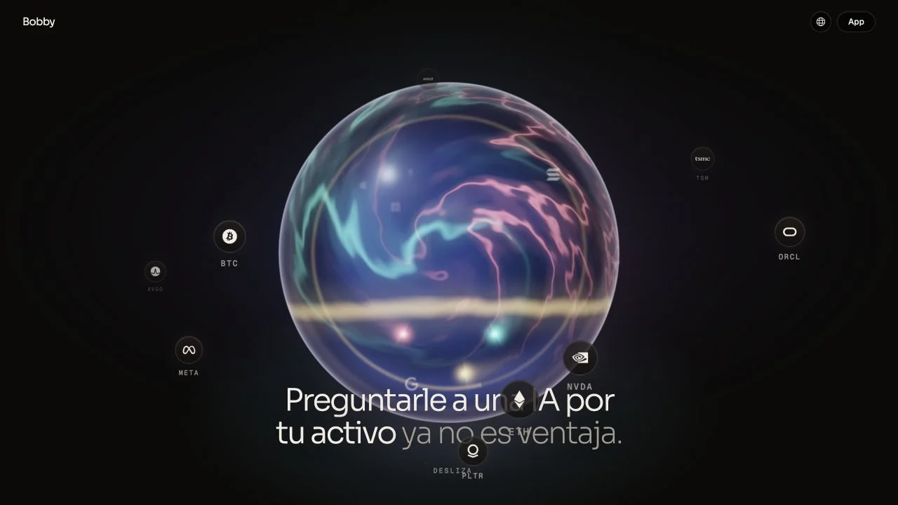 Bobby Protocol website with its central sphere
